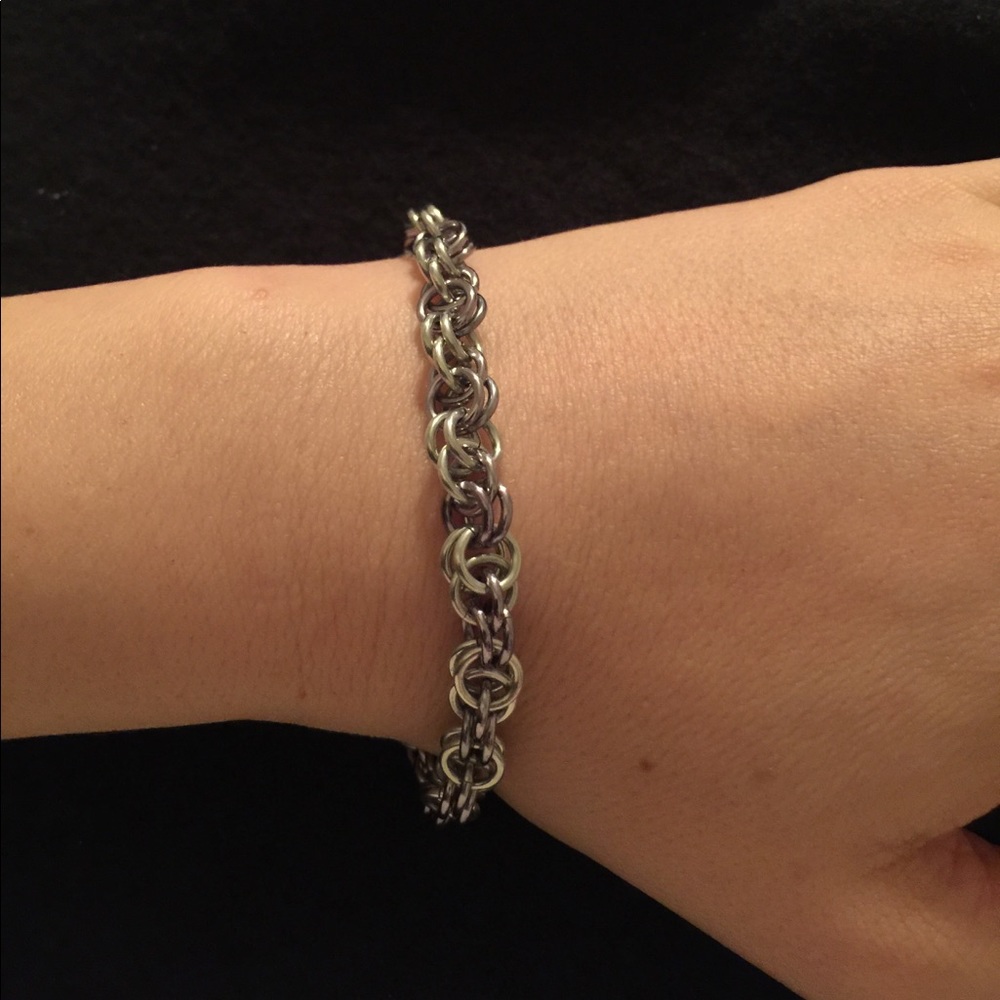 Two Toned Silver Chainmail Bracelet - image 2